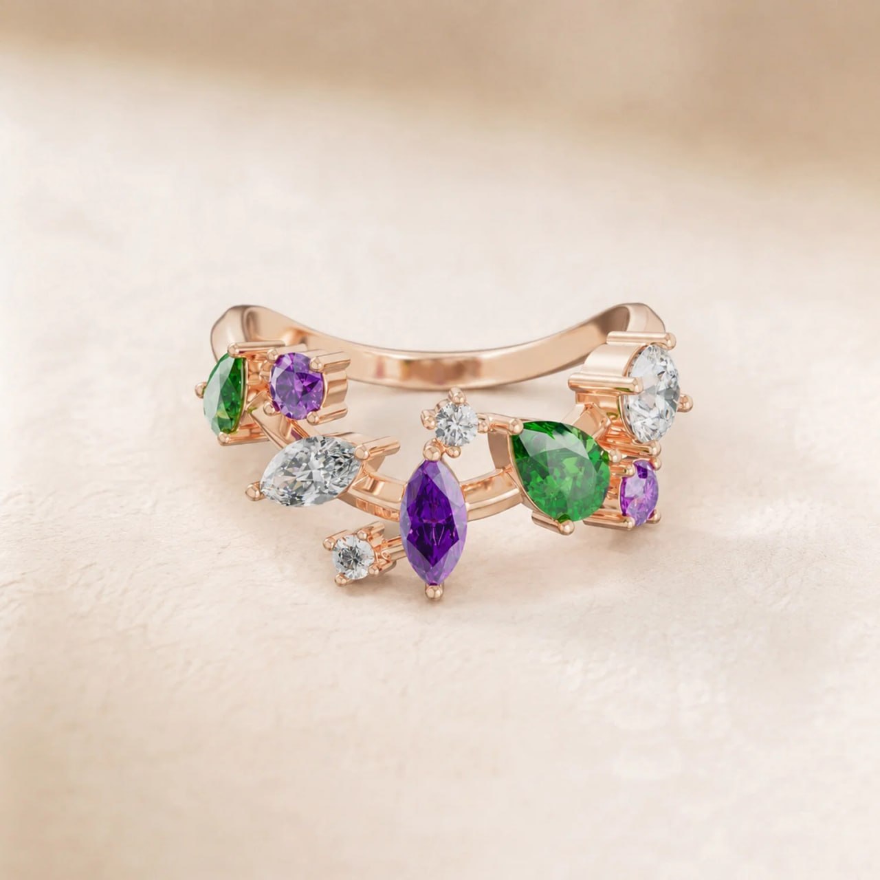 Fiesta Diamond Ring in 18K Rose Gold - Entry Set