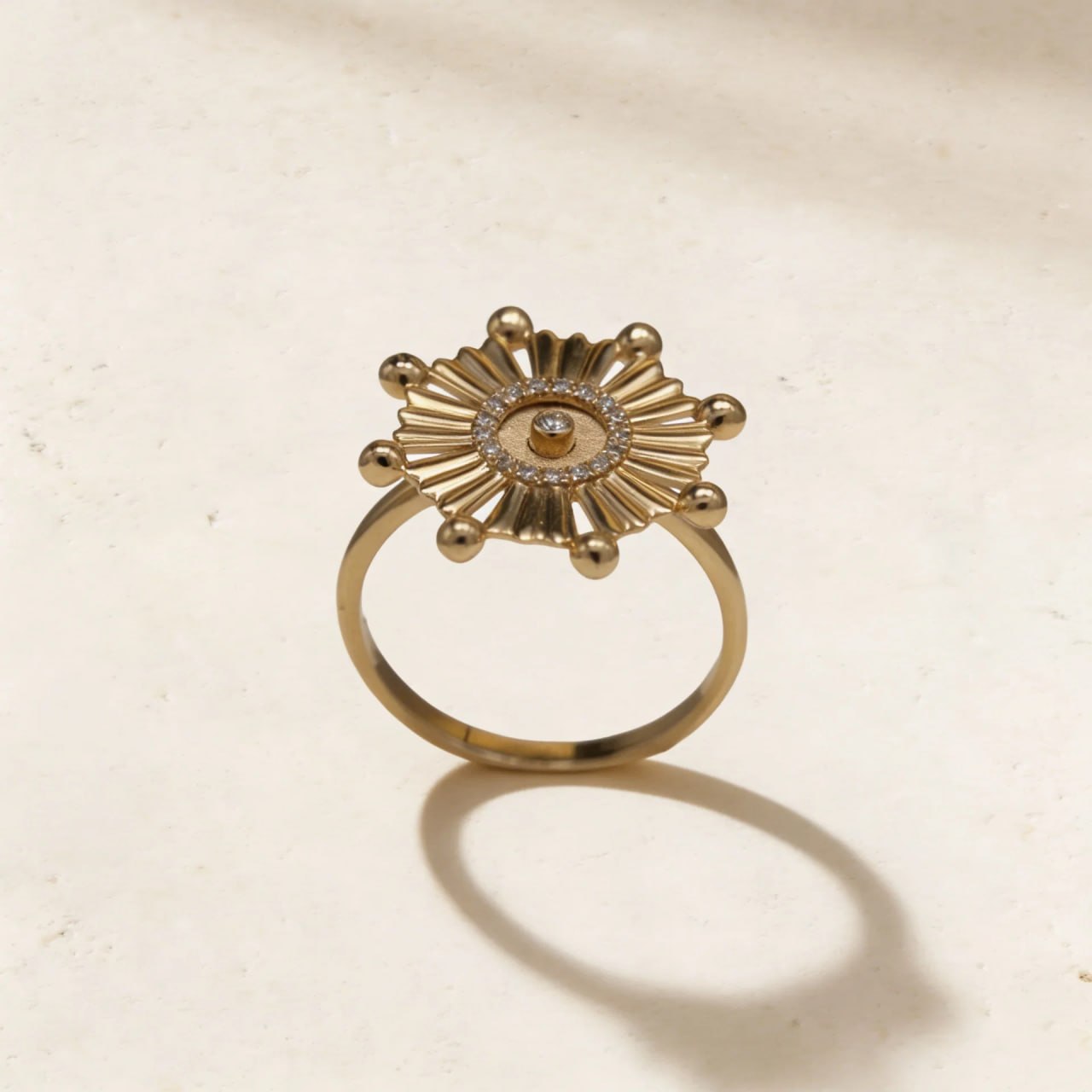 Sunkiss Beads Diamond Ring in 18K Yellow Gold - Final Set