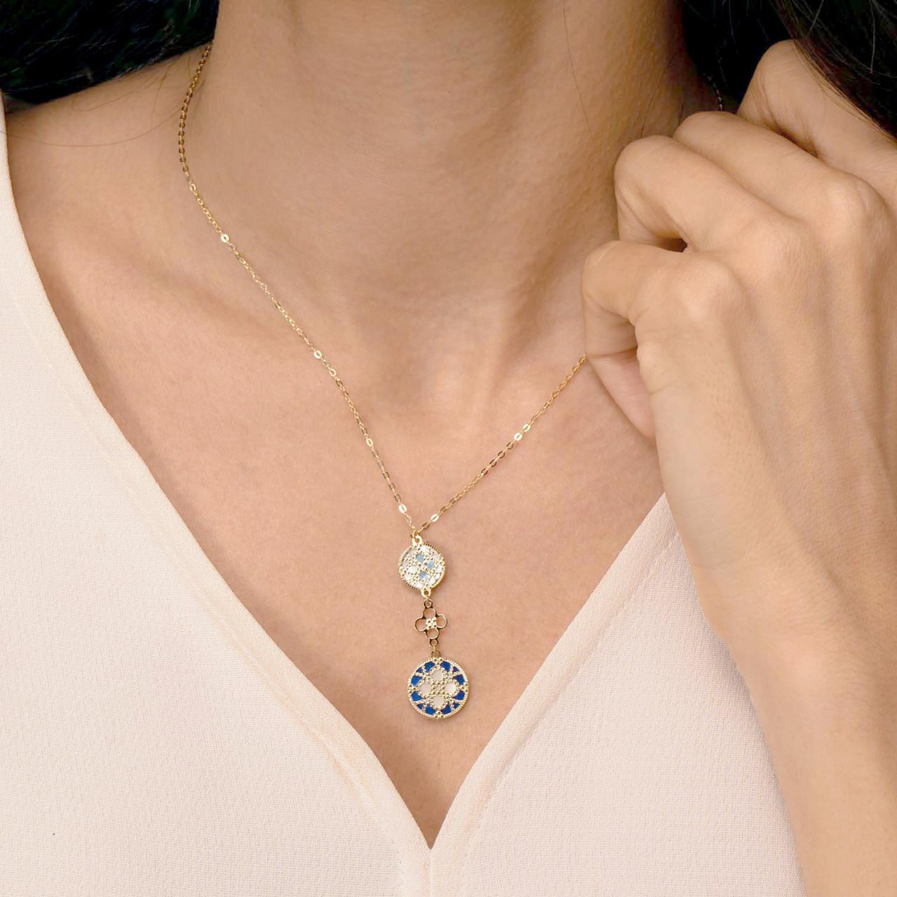 Istanbul Mother Of Pearl Reversible Necklace in 18K Yellow Gold - Entry Set