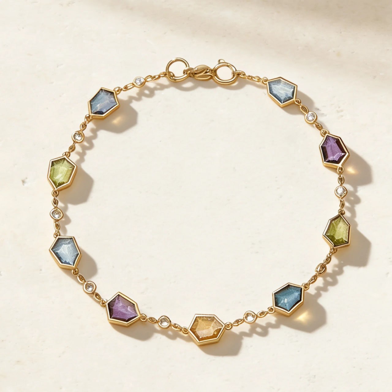 Colored Rosette Diamond Bracelet in 18K Yellow Gold - Trial Set