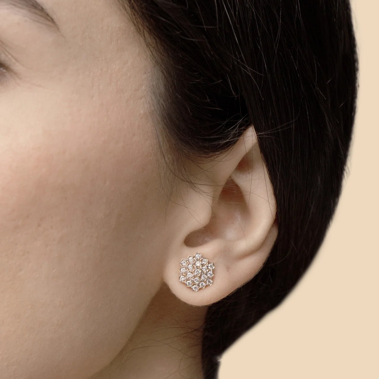 Pyramid Diamond Earring in 18K Rose Gold - Trial Set