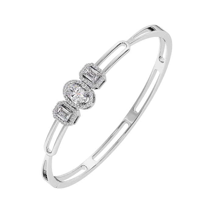 Luxe-Fashion Diamond Oval-Bangle in 18K White Gold - Final Set